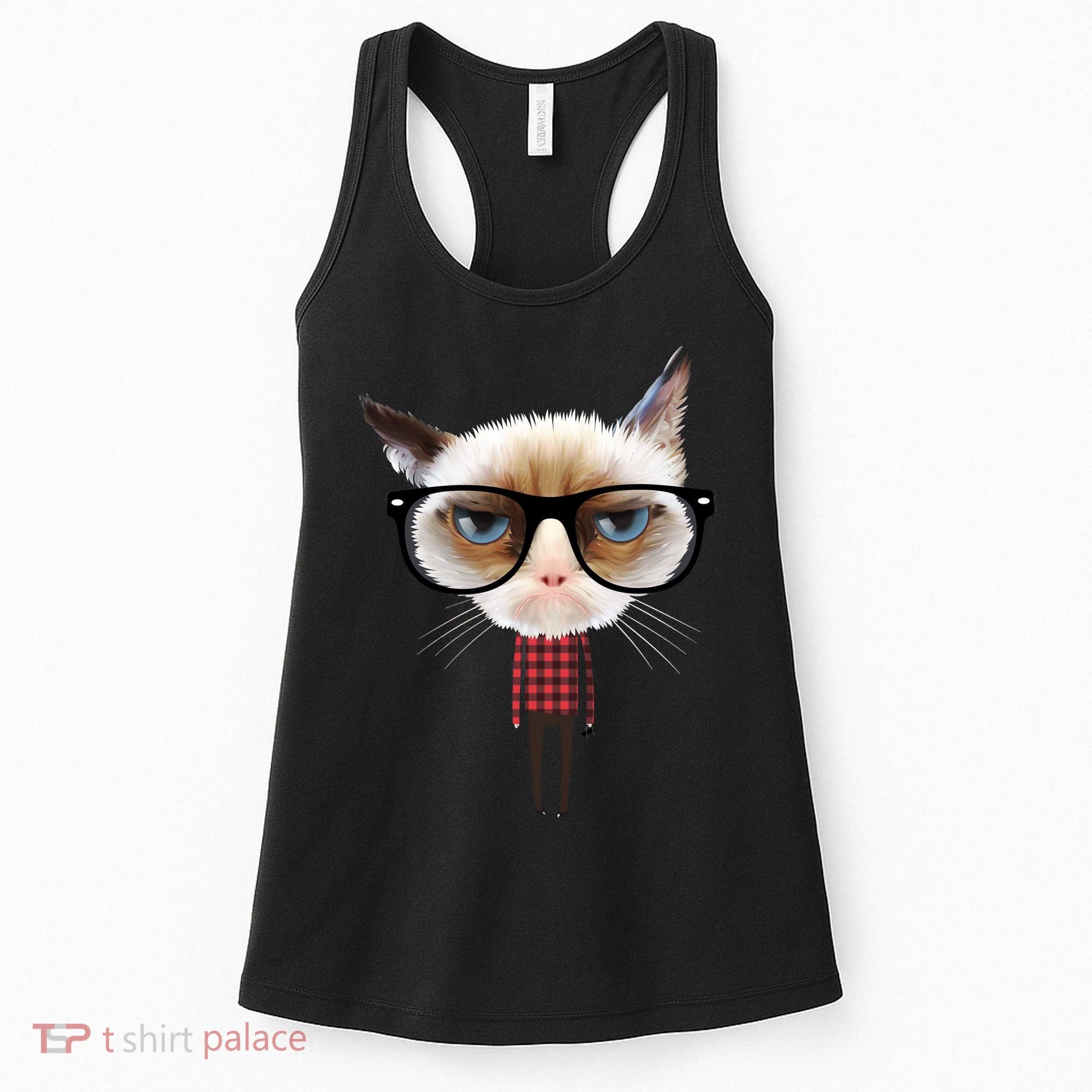 Funny Hipster Cat Women's Tank Top