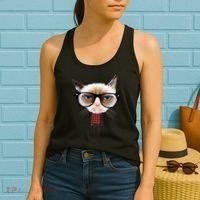 Funny Hipster Cat Women's Tank Top thumb 2