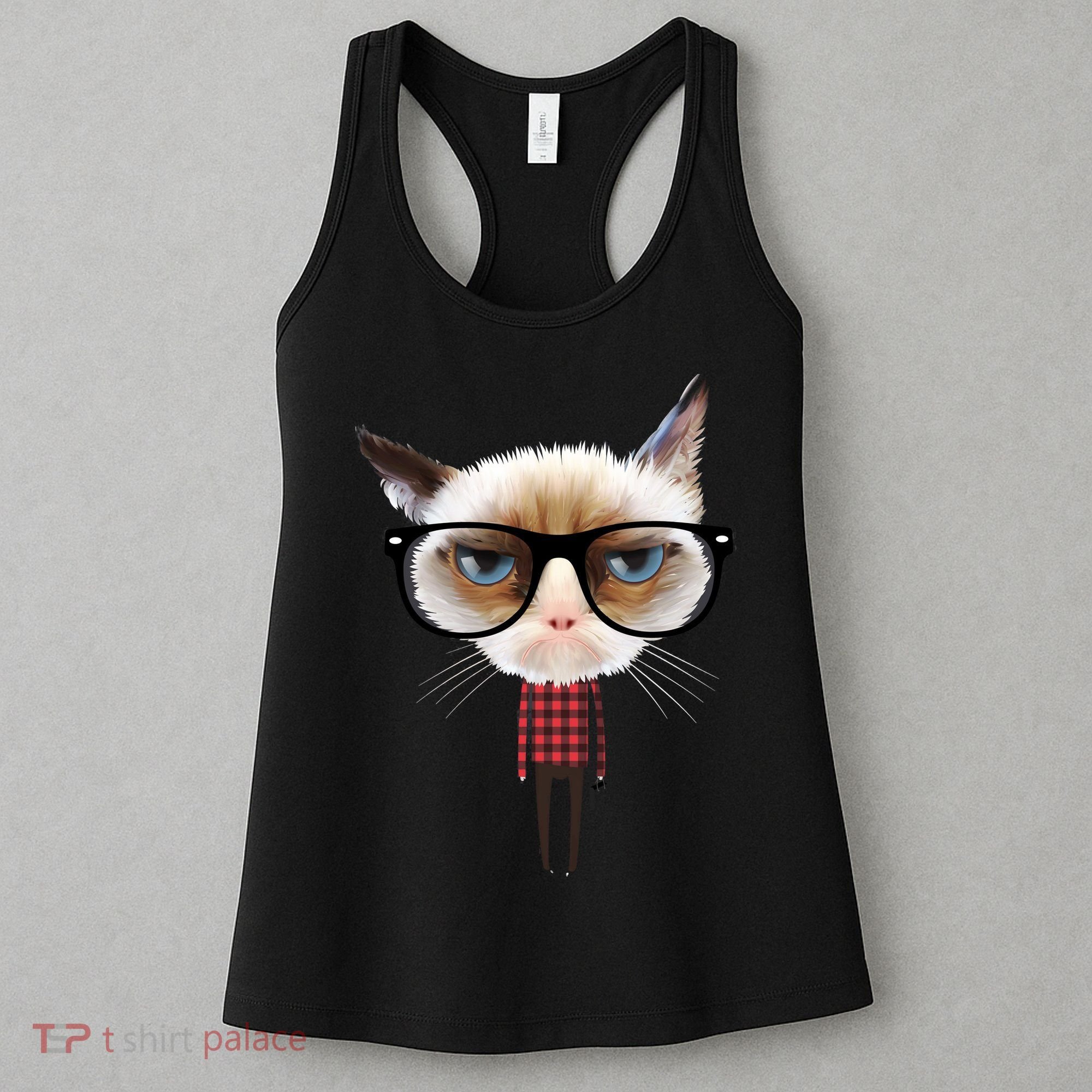 Funny Hipster Cat Women's Tank Top