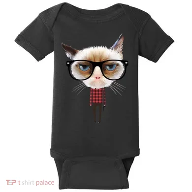 Funny Hipster Cat Baby Bodysuit
