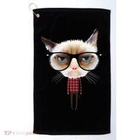 Funny Hipster Cat Golf Towel thumb 0