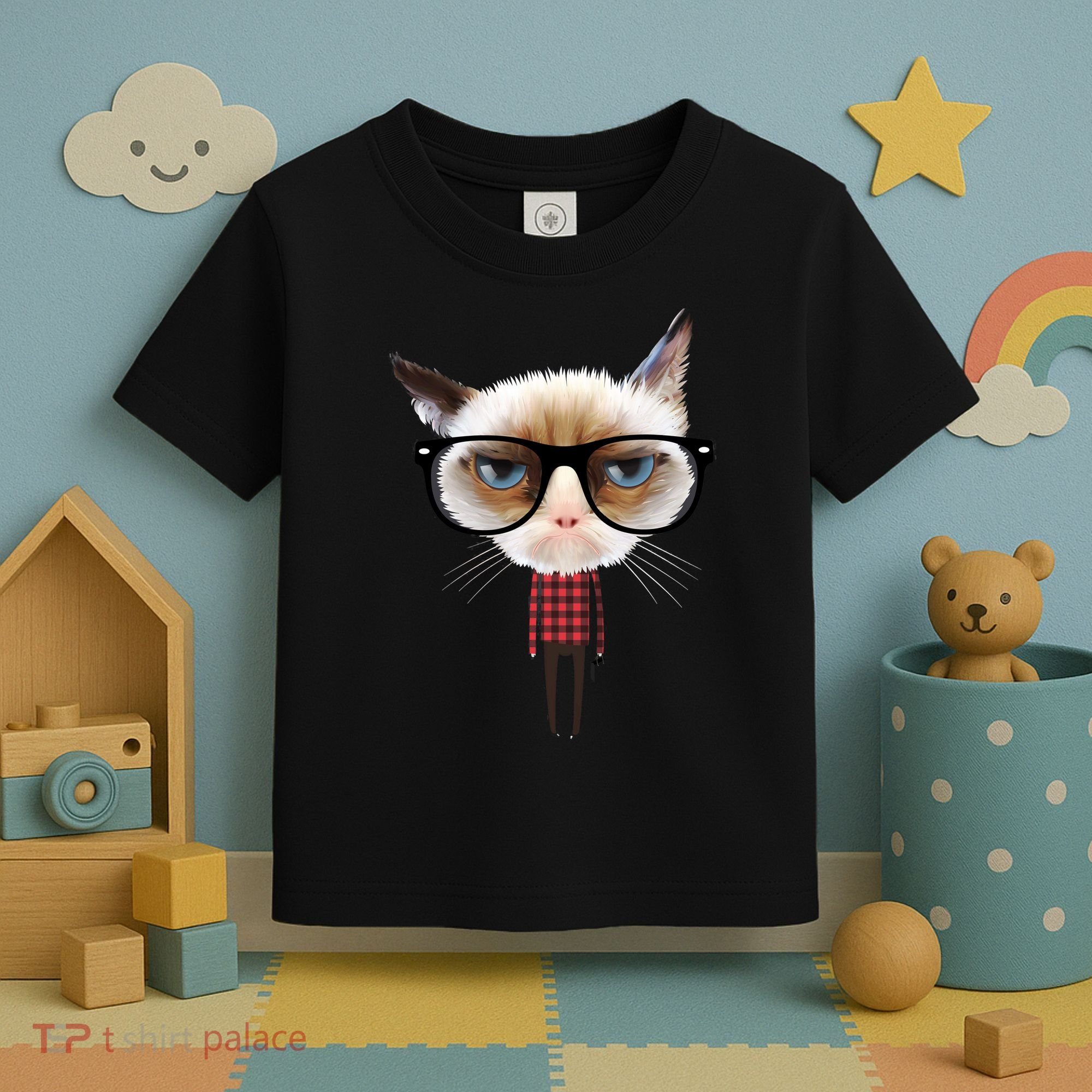 Funny Hipster Cat Toddler T-Shirt