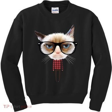 Funny Hipster Cat Kids Sweatshirt