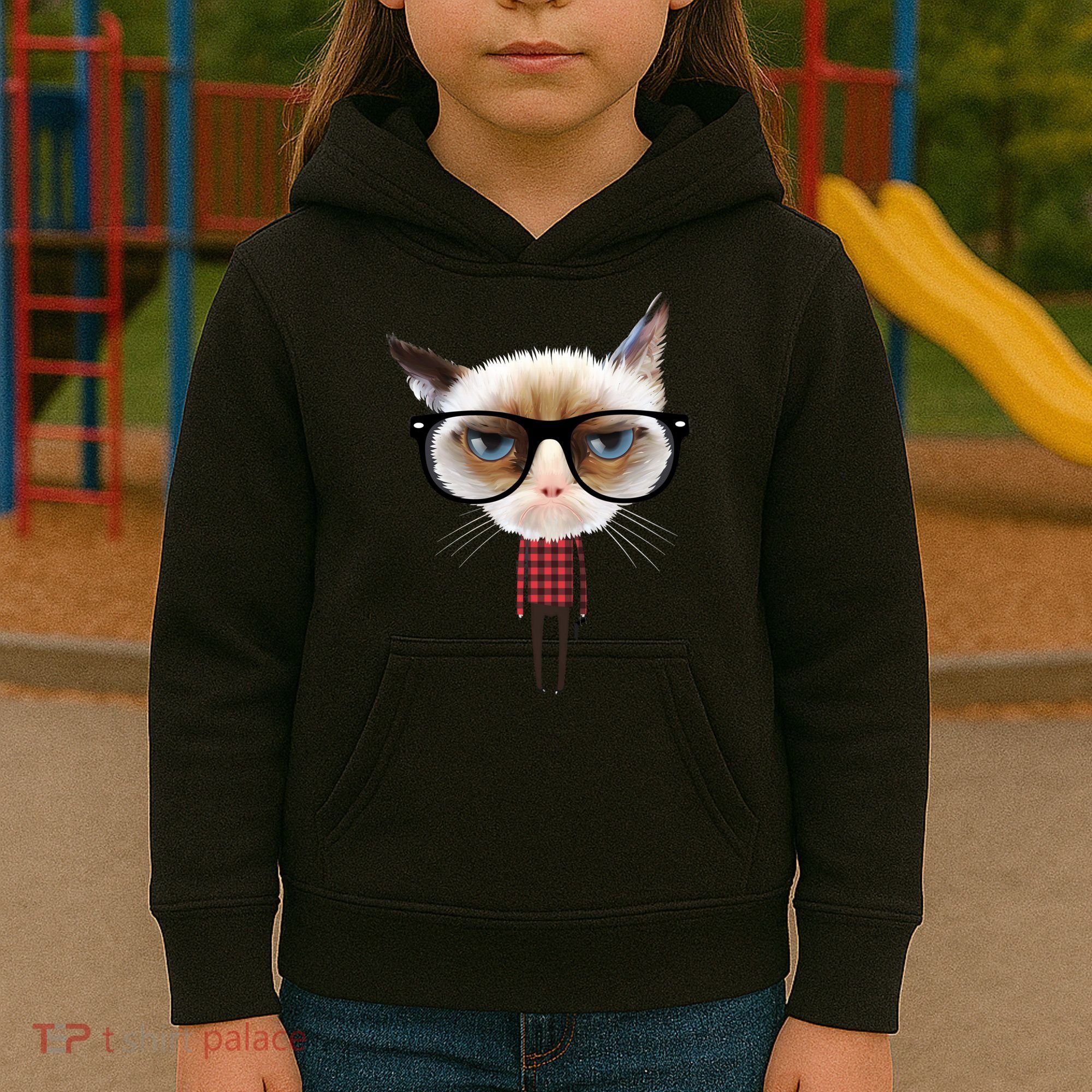 Funny Hipster Cat Kids Hoodie