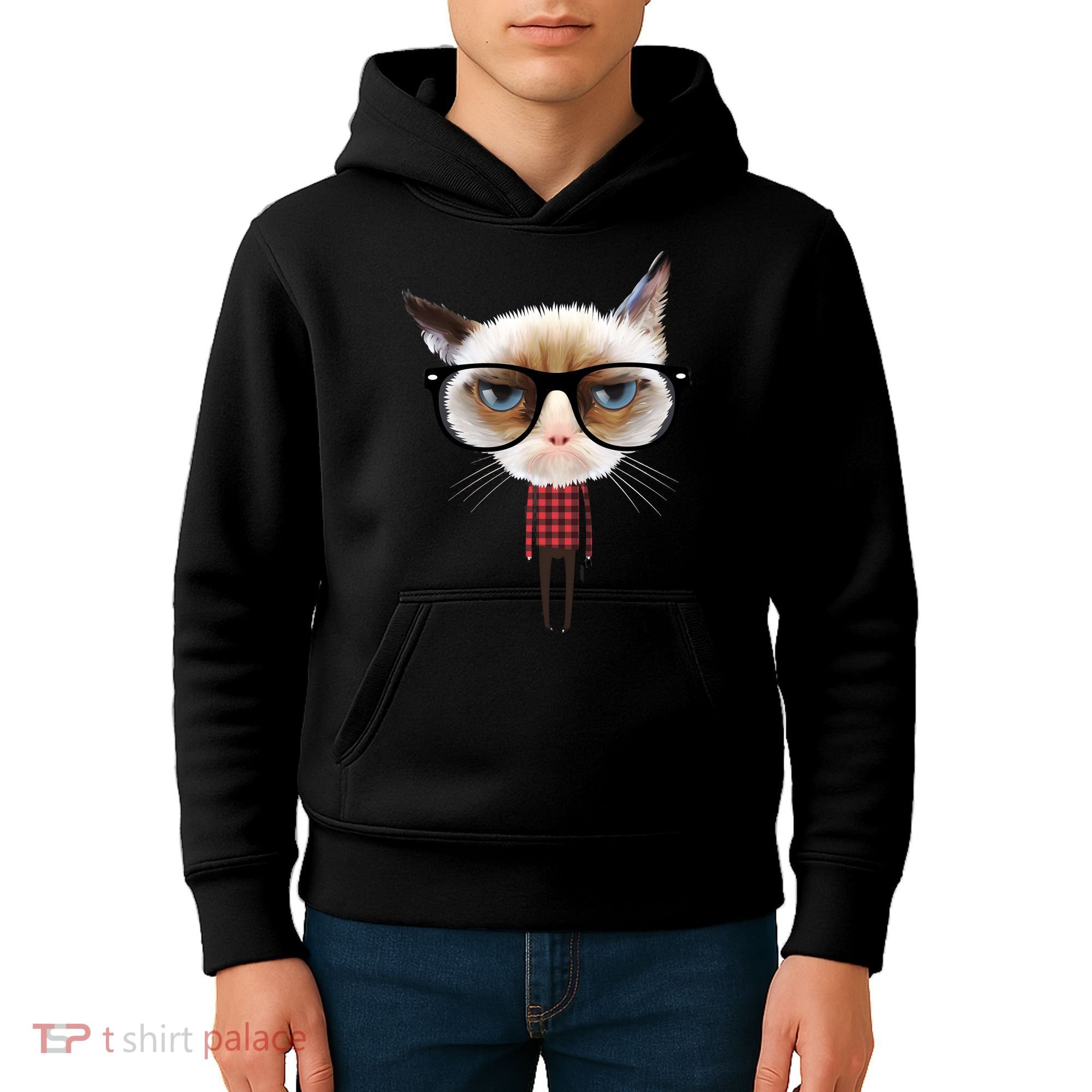 Funny Hipster Cat Kids Hoodie