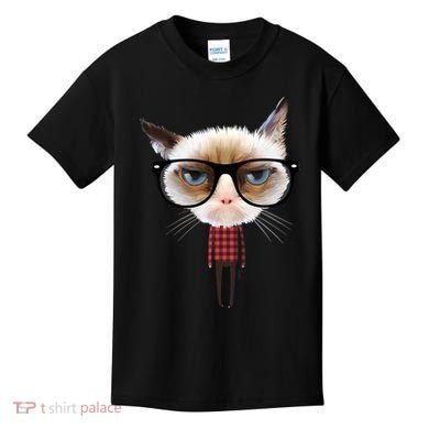 Funny Hipster Cat Kids T-Shirt