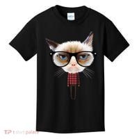 Funny Hipster Cat Kids T-Shirt thumb 0