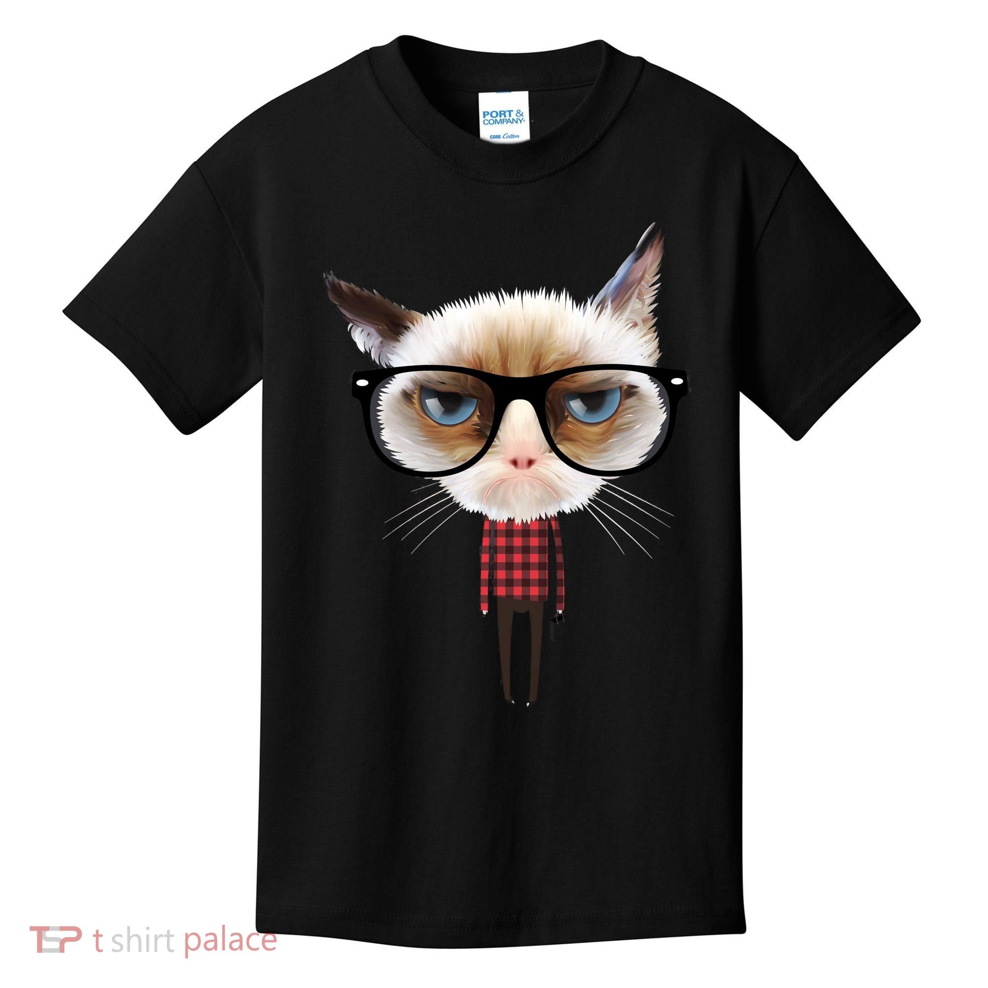 Funny Hipster Cat Kids T-Shirt