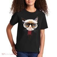 Funny Hipster Cat Kids T-Shirt thumb 2