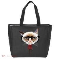 Funny Hipster Cat Tote Bag thumb 0