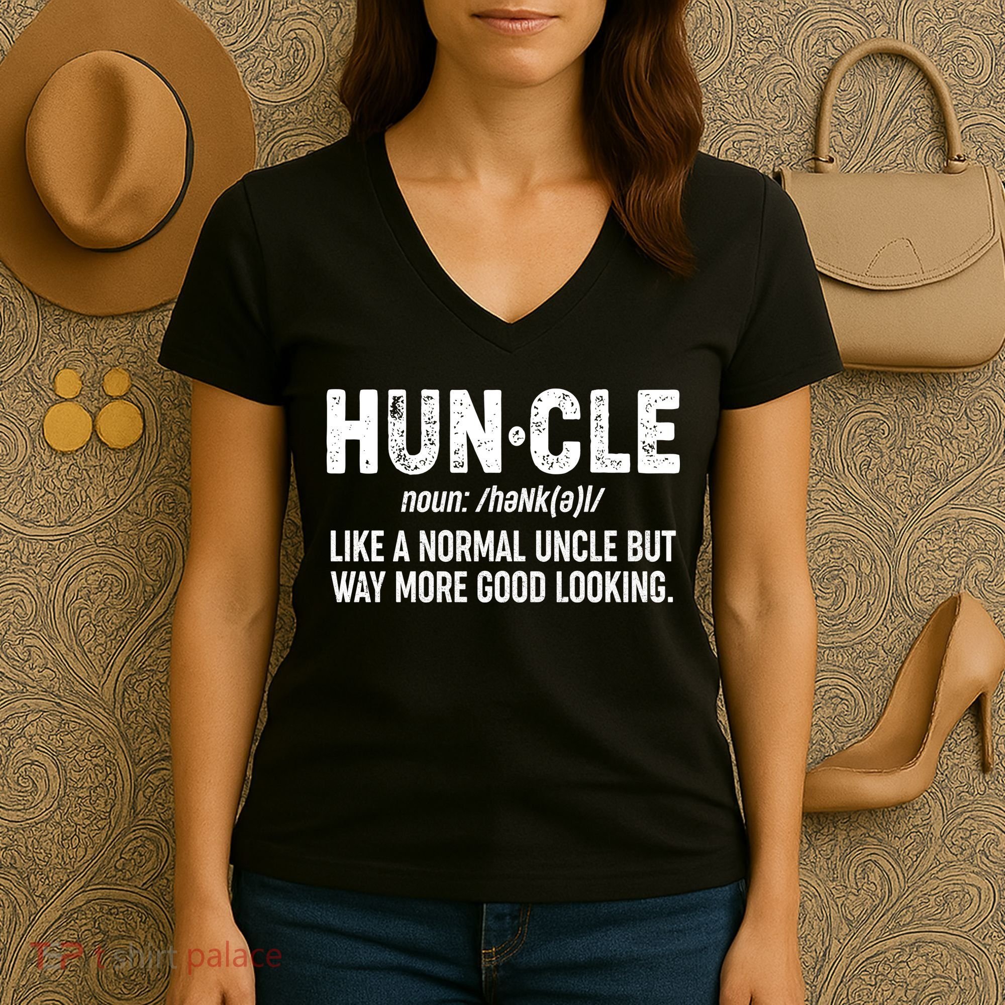 Funny HUNCLE Definition Women's V-Neck T-Shirt