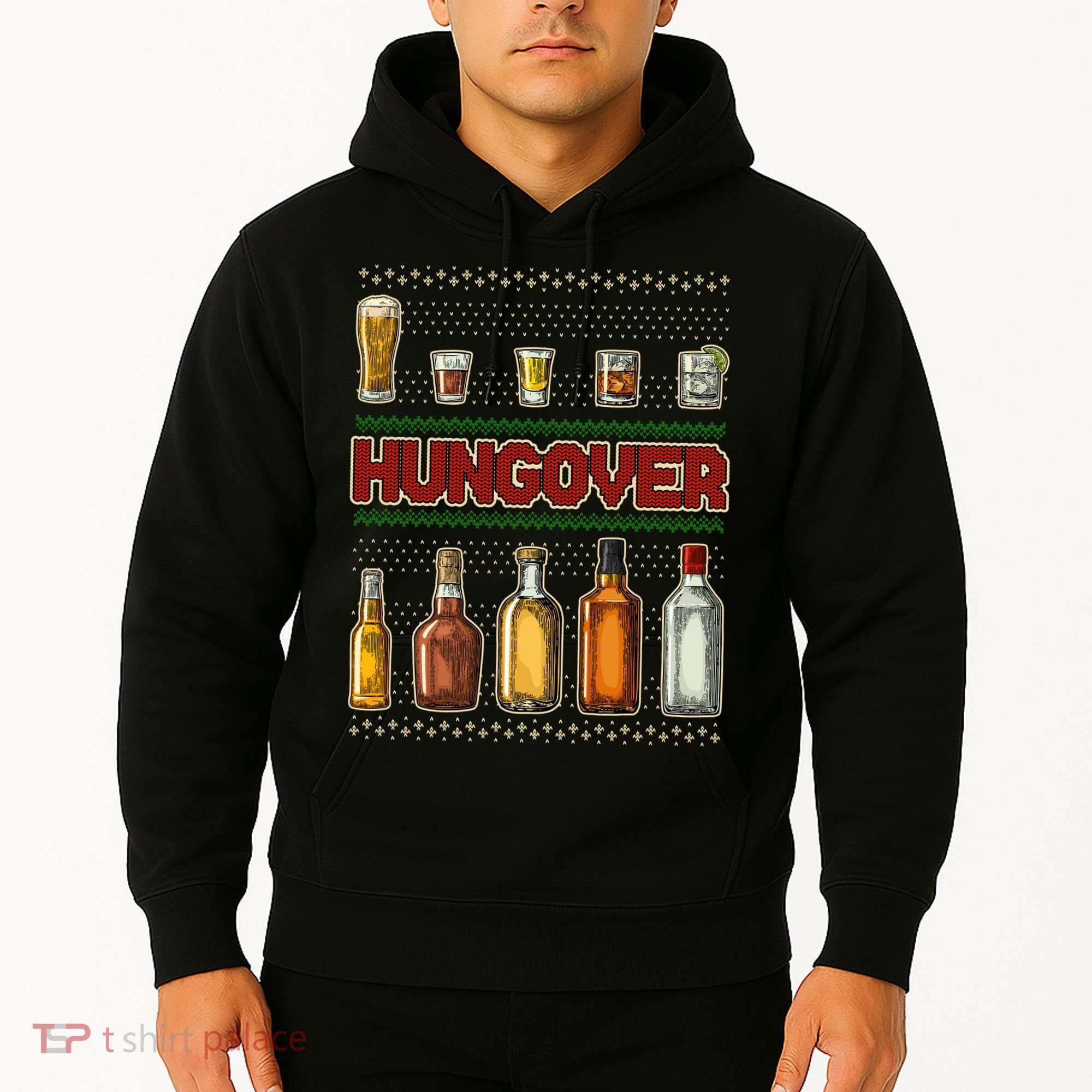 Funny Hungover Drunk Ugly Christmas Sweater Hoodie