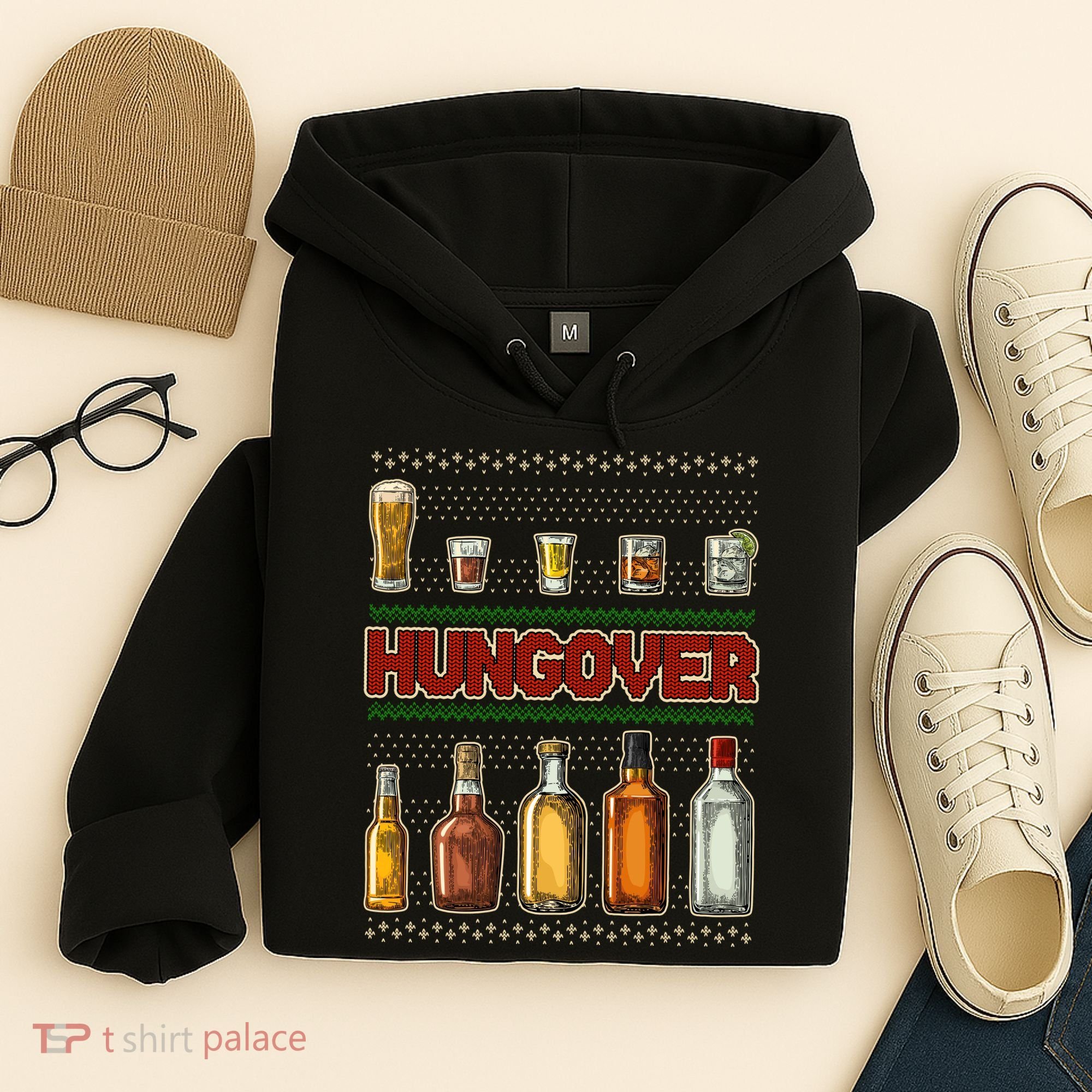 Funny Hungover Drunk Ugly Christmas Sweater Hoodie