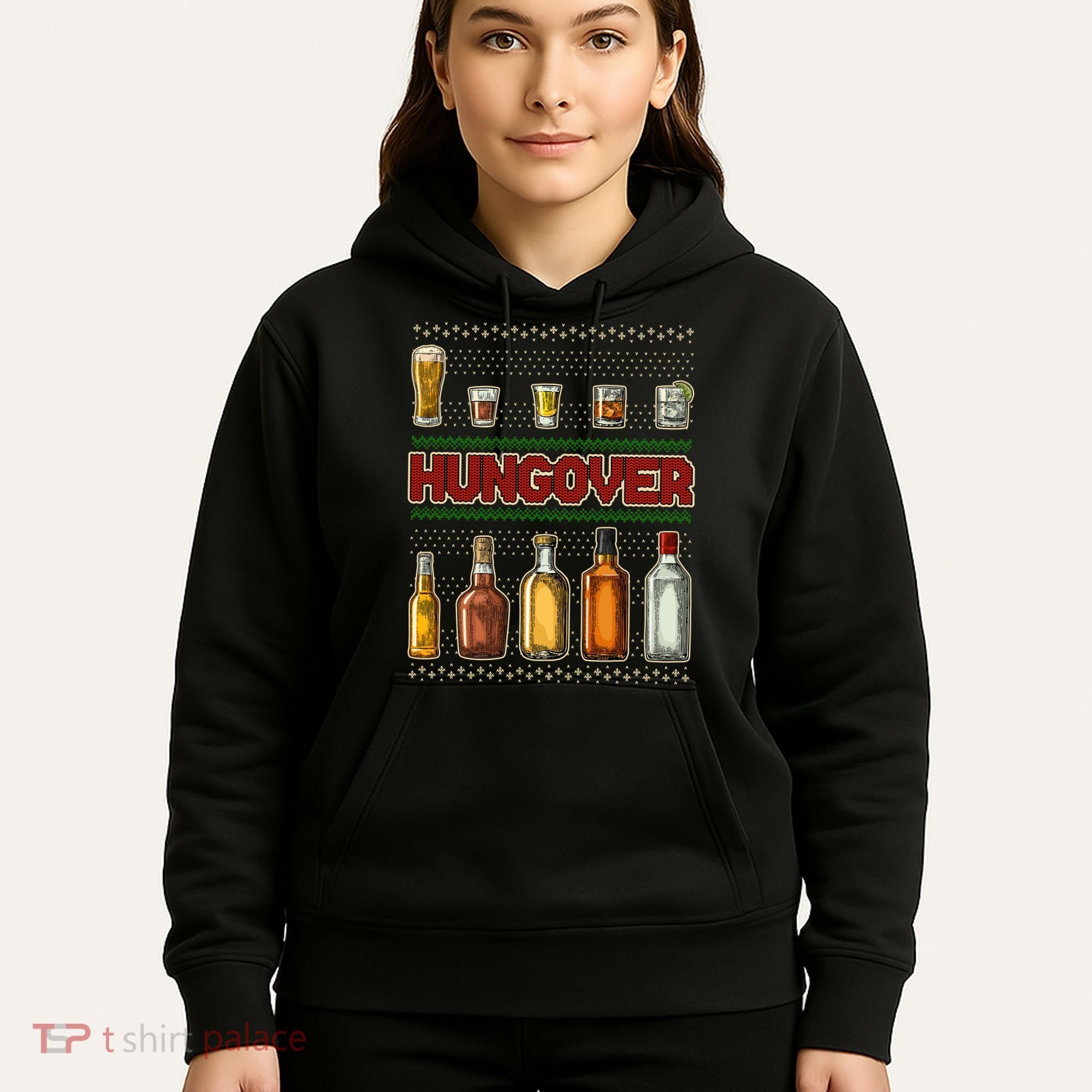 Funny Hungover Drunk Ugly Christmas Sweater Hoodie