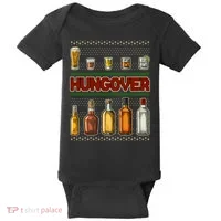 Funny Hungover Drunk Ugly Christmas Sweater Baby Bodysuit thumb 0