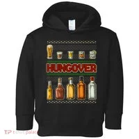 Funny Hungover Drunk Ugly Christmas Sweater Toddler Hoodie thumb 0