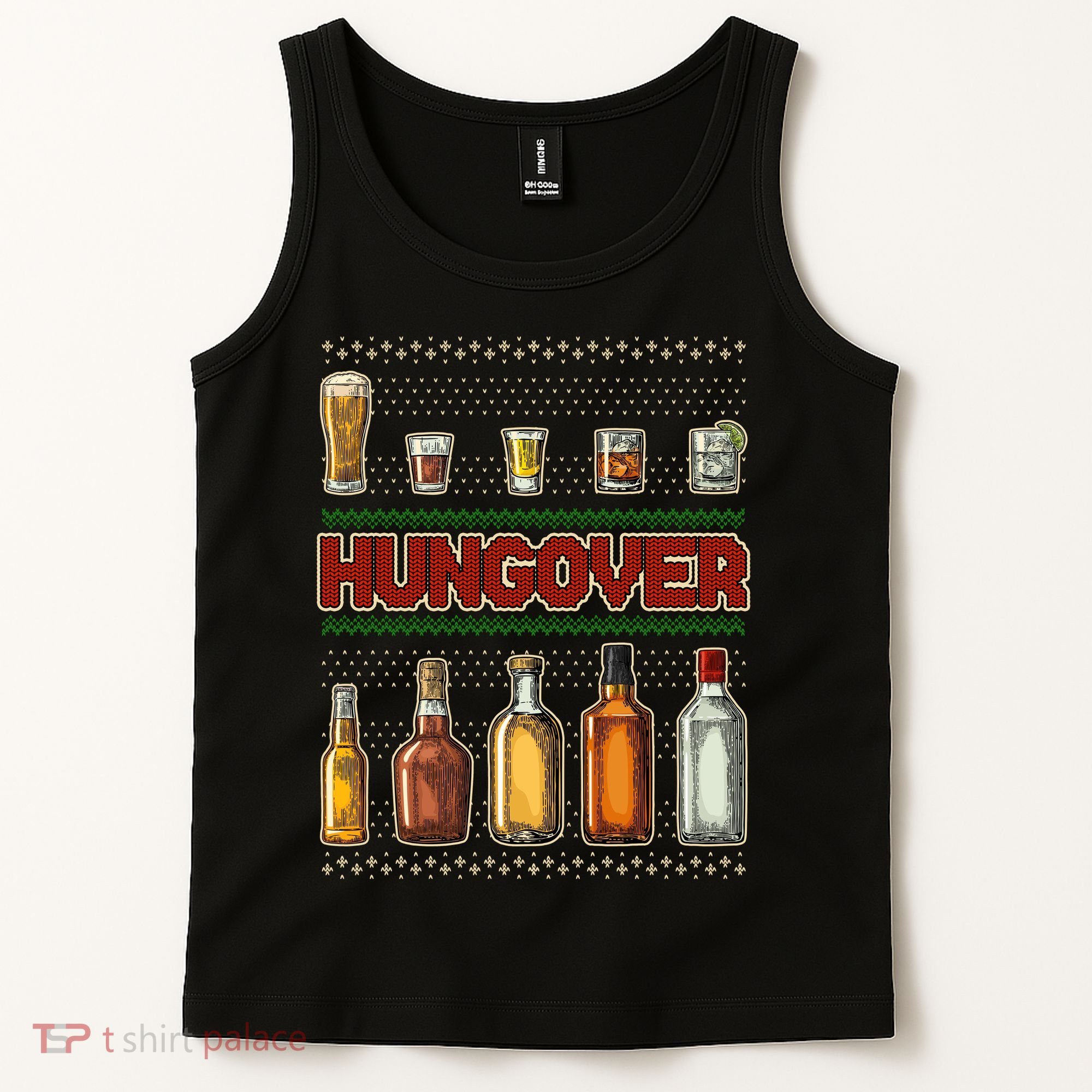 Funny Hungover Drunk Ugly Christmas Sweater Tank Top
