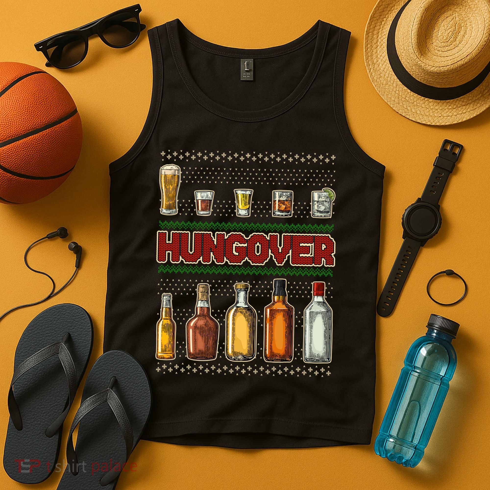 Funny Hungover Drunk Ugly Christmas Sweater Tank Top