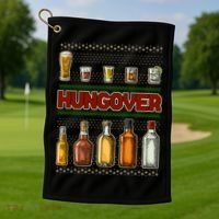 Funny Hungover Drunk Ugly Christmas Sweater Golf Towel thumb 1