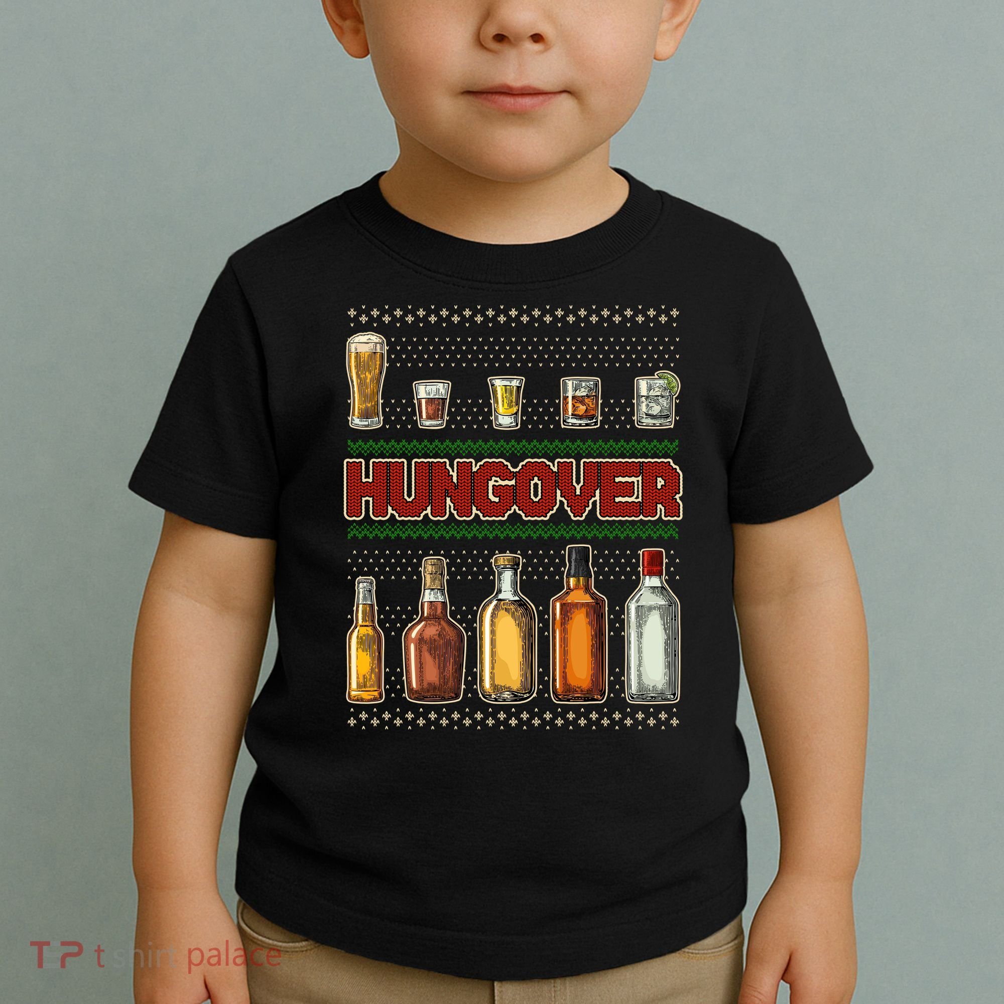 Funny Hungover Drunk Ugly Christmas Sweater Toddler T-Shirt