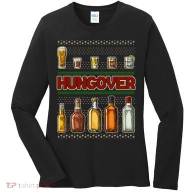 Funny Hungover Drunk Ugly Christmas Sweater Women's Long Sleeve Shirt