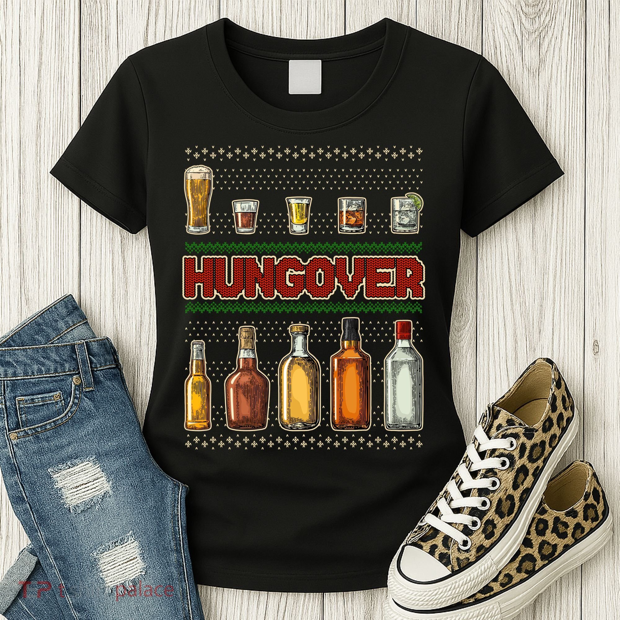 Funny Hungover Drunk Ugly Christmas Sweater Women's T-Shirt
