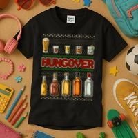 Funny Hungover Drunk Ugly Christmas Sweater Kids T-Shirt thumb 3