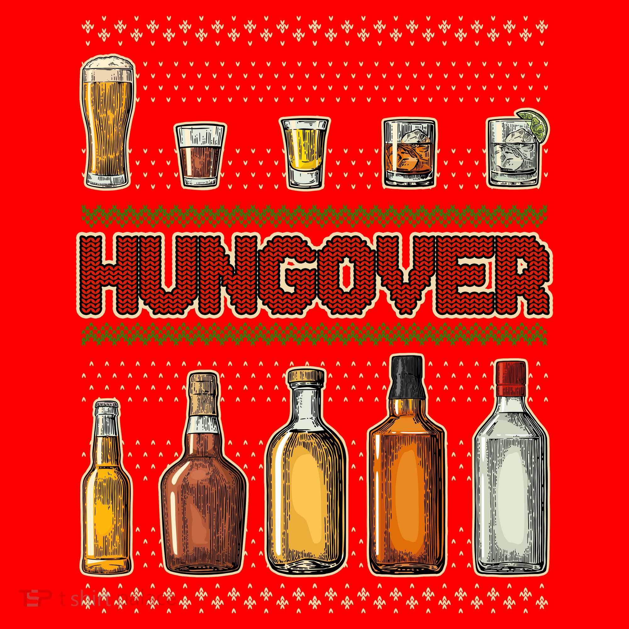 Funny Hungover Drunk Ugly Christmas Sweater Santa Hat