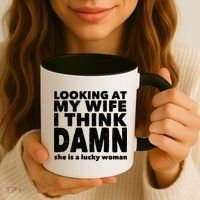 Funny Husband Lucky Wife Coffee Mug thumb 3