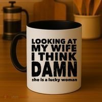 Funny Husband Lucky Wife Coffee Mug thumb 4