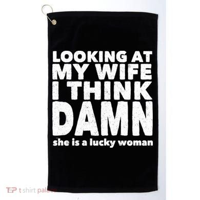 Funny Husband Lucky Wife Golf Towel