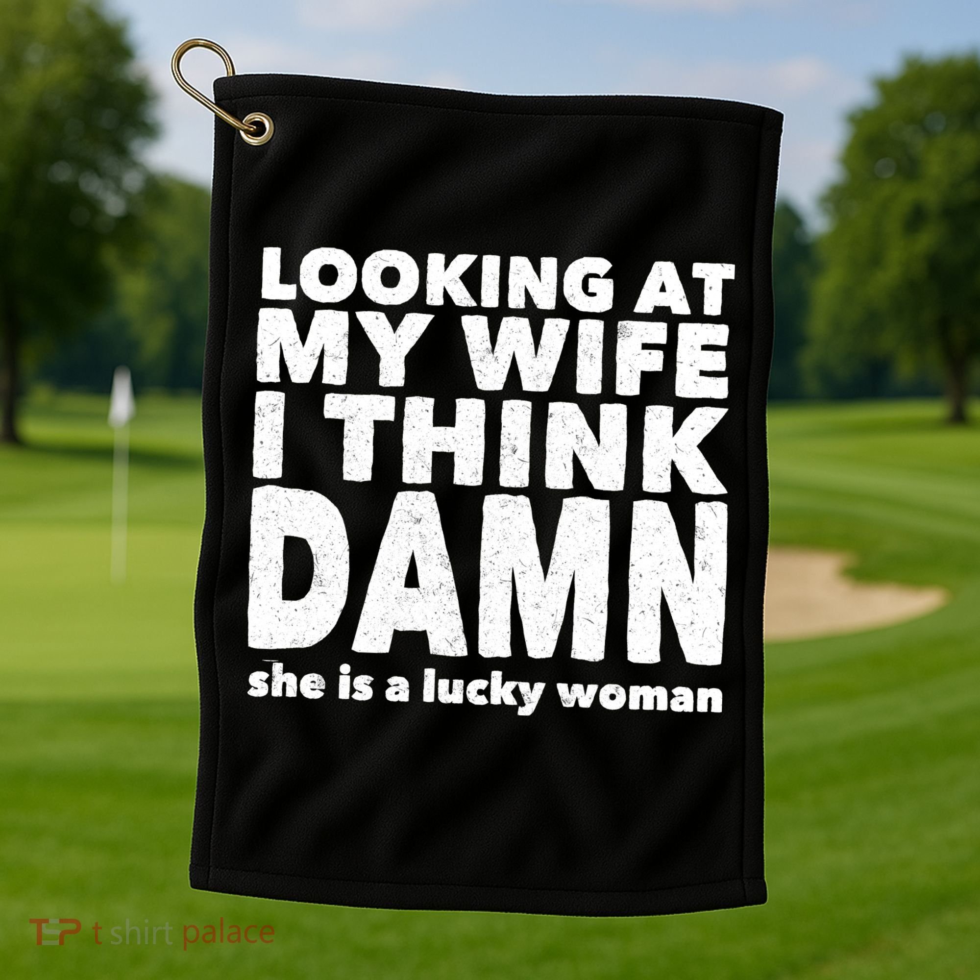Funny Husband Lucky Wife Golf Towel