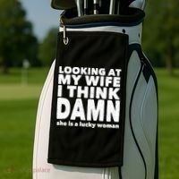 Funny Husband Lucky Wife Golf Towel thumb 2