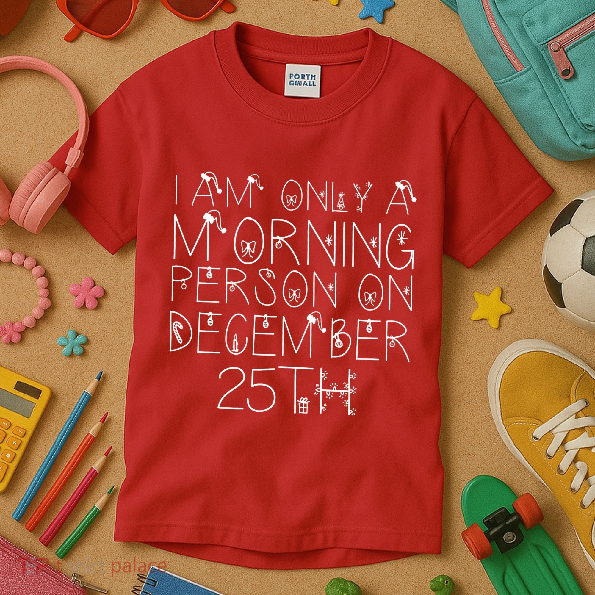 Funny I Am Only a Morning Person on Christmas Kids T-Shirt