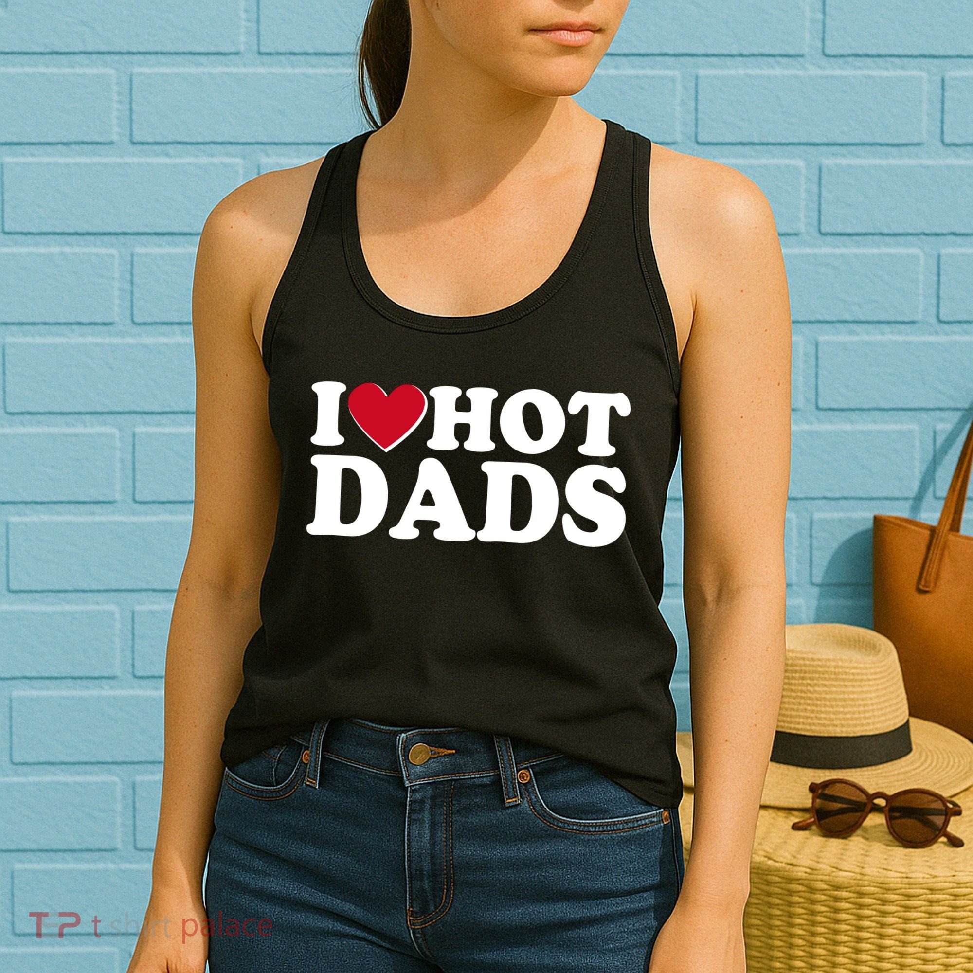 Funny I Heart Love Hot Dads Women's Tank Top