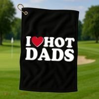 Funny I Heart Love Hot Dads Golf Towel thumb 1