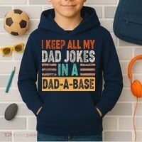Funny I Keep All Of My Dad Jokes In A Dad-A-Base Kids Hoodie thumb 2