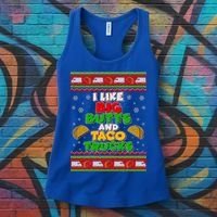 Funny I Like Big Butts and Tacos Trucks Ugly Christmas Women's Tank Top thumb 3