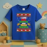 Funny I Like Big Butts and Tacos Trucks Ugly Christmas Toddler T-Shirt thumb 3