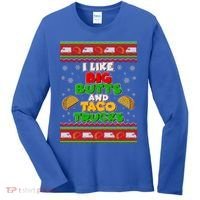 Funny I Like Big Butts and Tacos Trucks Ugly Christmas Women's Long Sleeve Shirt thumb 0