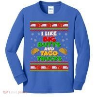 Funny I Like Big Butts and Tacos Trucks Ugly Christmas Kids Long Sleeve Shirt thumb 0