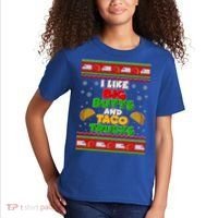 Funny I Like Big Butts and Tacos Trucks Ugly Christmas Kids T-Shirt thumb 2