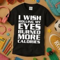 Funny I Wish Rolling My Eyes Burned More Calories Kids T-Shirt thumb 3