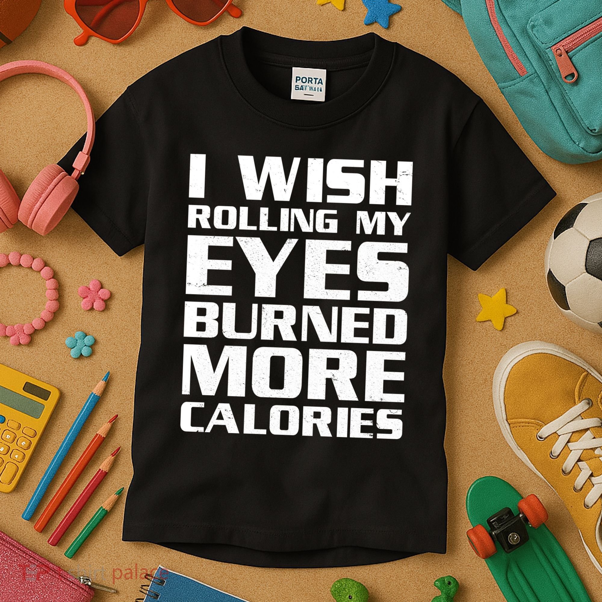 Funny I Wish Rolling My Eyes Burned More Calories Kids T-Shirt
