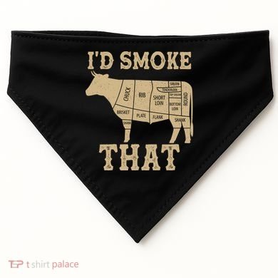 Funny I'd Smoke That Cattle Meat Cuts USA-Made Doggie Bandana