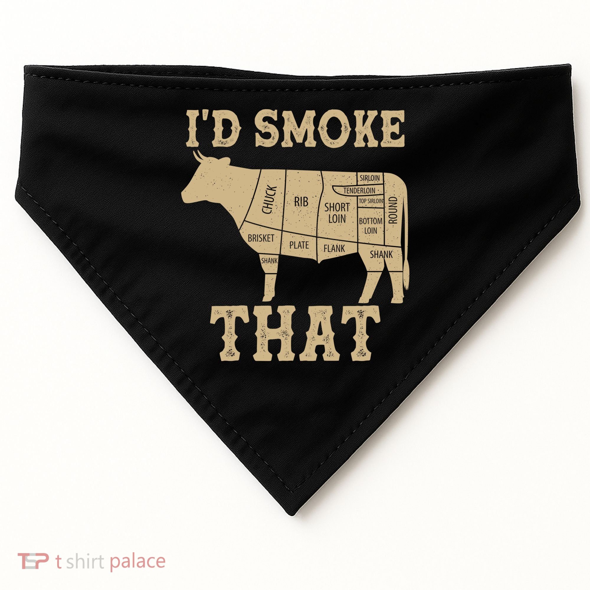 Funny I'd Smoke That Cattle Meat Cuts USA-Made Doggie Bandana
