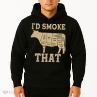 Funny I'd Smoke That Cattle Meat Cuts Hoodie thumb 2