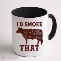 Funny I'd Smoke That Cattle Meat Cuts Coffee Mug thumb 1