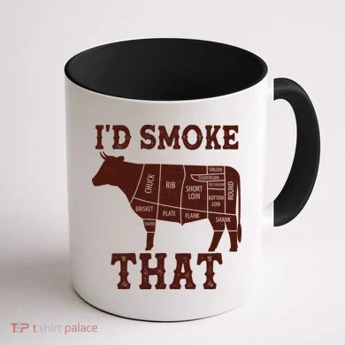 Funny I'd Smoke That Cattle Meat Cuts Coffee Mug back