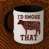 Funny I'd Smoke That Cattle Meat Cuts Coffee Mug thumb 2